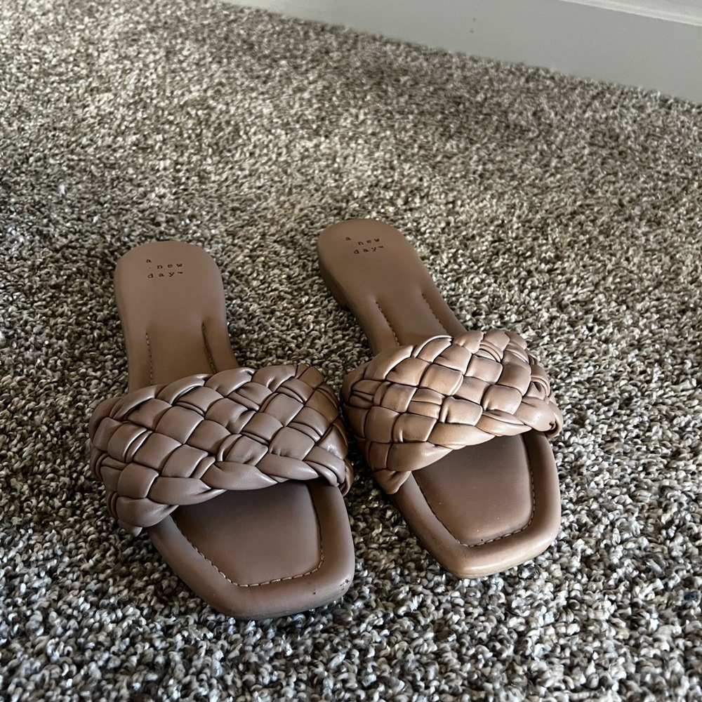a new day Tan Woven Slide Sandals